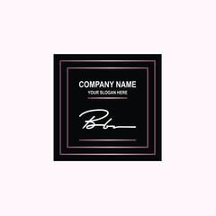BB Initial signature logo is white, with a dark pink grid gradation line. with a black square background