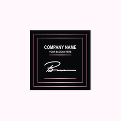 BN Initial signature logo is white, with a dark pink grid gradation line. with a black square background