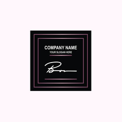 BO Initial signature logo is white, with a dark pink grid gradation line. with a black square background