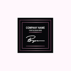 BP Initial signature logo is white, with a dark pink grid gradation line. with a black square background