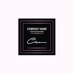 CS Initial signature logo is white, with a dark pink grid gradation line. with a black square background