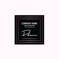 DB Initial signature logo is white, with a dark pink grid gradation line. with a black square background