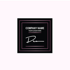 DC Initial signature logo is white, with a dark pink grid gradation line. with a black square background