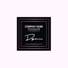 DQ Initial signature logo is white, with a dark pink grid gradation line. with a black square background