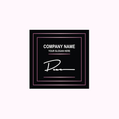 DU Initial signature logo is white, with a dark pink grid gradation line. with a black square background