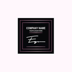 EG Initial signature logo is white, with a dark pink grid gradation line. with a black square background