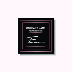 EZ Initial signature logo is white, with a dark pink grid gradation line. with a black square background