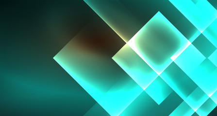 Obraz premium Shiny neon design square shape abstract background. Retro vector abstract design banner template