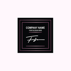 FJ Initial signature logo is white, with a dark pink grid gradation line. with a black square background