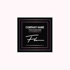 FL Initial signature logo is white, with a dark pink grid gradation line. with a black square background