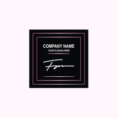 FP Initial signature logo is white, with a dark pink grid gradation line. with a black square background