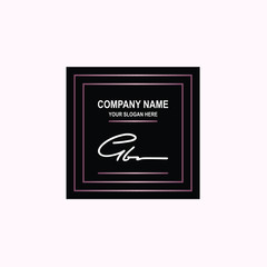 GB Initial signature logo is white, with a dark pink grid gradation line. with a black square background