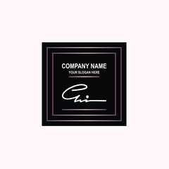 GI Initial signature logo is white, with a dark pink grid gradation line. with a black square background