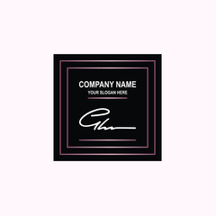 GH Initial signature logo is white, with a dark pink grid gradation line. with a black square background