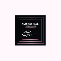 GS Initial signature logo is white, with a dark pink grid gradation line. with a black square background