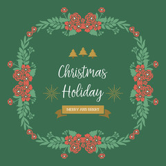 Template design christmas holiday, with elegant green leafy flower frame pattern. Vector
