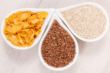 Nutritious products and ingredients containing vitamin B3, fiber and natural minerals, healthy nutrition concept