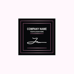 JA Initial signature logo is white, with a dark pink grid gradation line. with a black square background