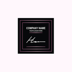 HZ Initial signature logo is white, with a dark pink grid gradation line. with a black square background