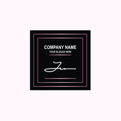 JC Initial signature logo is white, with a dark pink grid gradation line. with a black square background