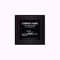 JD Initial signature logo is white, with a dark pink grid gradation line. with a black square background