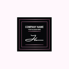 JL Initial signature logo is white, with a dark pink grid gradation line. with a black square background