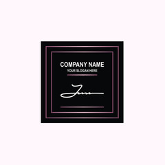 JM Initial signature logo is white, with a dark pink grid gradation line. with a black square background