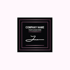 JM Initial signature logo is white, with a dark pink grid gradation line. with a black square background