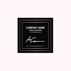 KZ Initial signature logo is white, with a dark pink grid gradation line. with a black square background