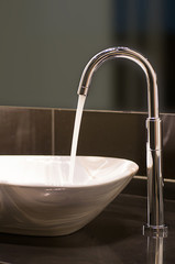 Bathroom interior with sink and faucet, and mirror Modern design of bathroom,