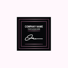 OA Initial signature logo is white, with a dark pink grid gradation line. with a black square background