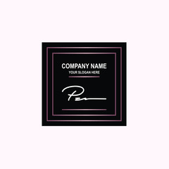 PZ Initial signature logo is white, with a dark pink grid gradation line. with a black square background