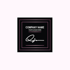 QJ Initial signature logo is white, with a dark pink grid gradation line. with a black square background