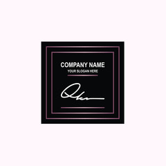 QK Initial signature logo is white, with a dark pink grid gradation line. with a black square background