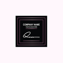 QN Initial signature logo is white, with a dark pink grid gradation line. with a black square background