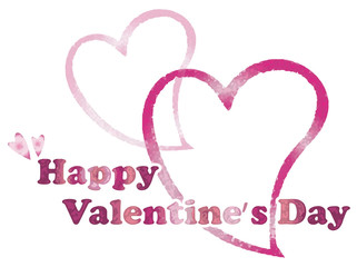 バレンタインデー_ハートと文字（水彩風）