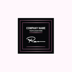 RZ Initial signature logo is white, with a dark pink grid gradation line. with a black square background