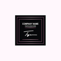 TG Initial signature logo is white, with a dark pink grid gradation line. with a black square background