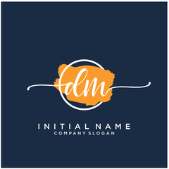 DM Initial handwriting logo design with brush circle. Logo for fashion,photography, wedding, beauty, business