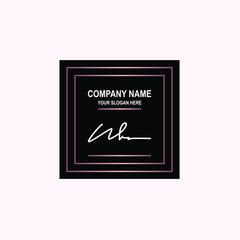 WR Initial signature logo is white, with a dark pink grid gradation line. with a black square background