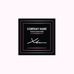 XB Initial signature logo is white, with a dark pink grid gradation line. with a black square background