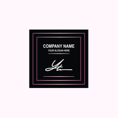 YT Initial signature logo is white, with a dark pink grid gradation line. with a black square background
