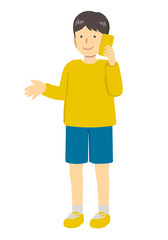 スマートフォンを持つ男の子