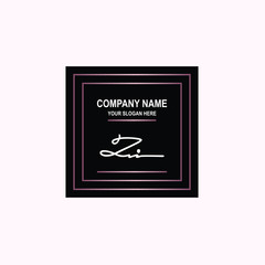 ZI Initial signature logo is white, with a dark pink grid gradation line. with a black square background