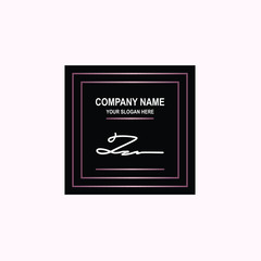 ZZ Initial signature logo is white, with a dark pink grid gradation line. with a black square background