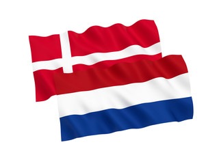 Flags of Netherlands and Denmark on a white background