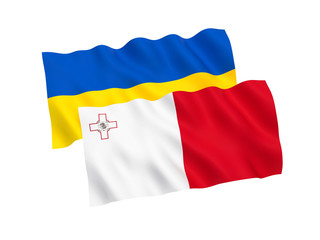 Flags of Ukraine and Malta on a white background