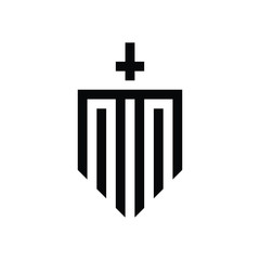 Christianity Shield Line Art Logo Design Vector Quality Graphics Design for Business and Company