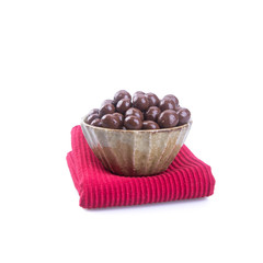 Chocolate ball or chocolate balls in bowl on background new.