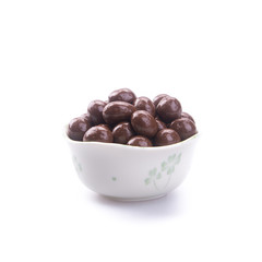 Chocolate ball or chocolate balls in bowl on background new.